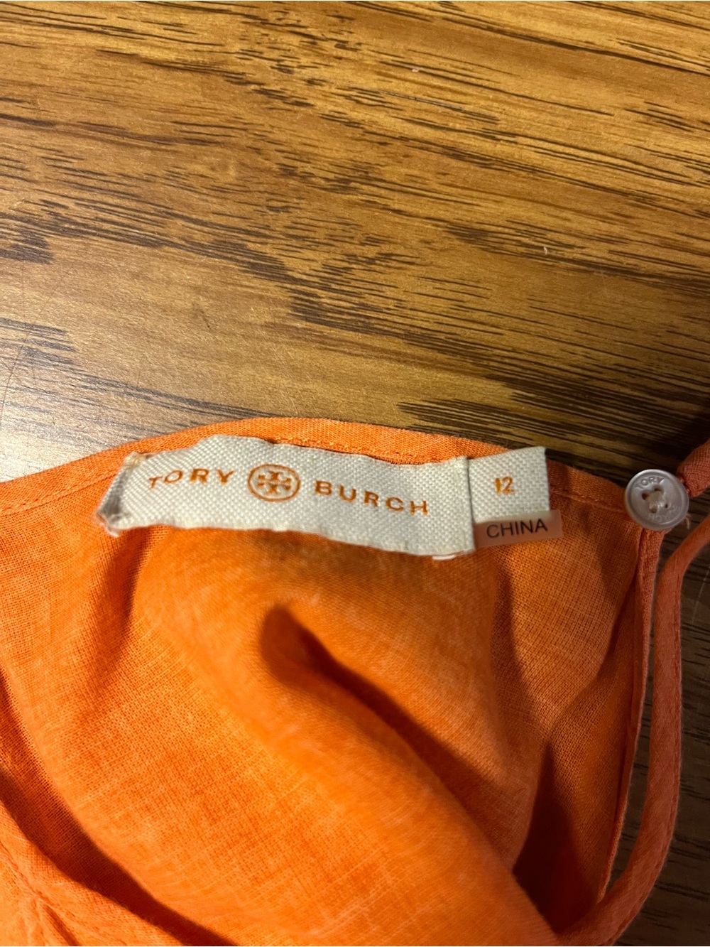 Tory Burch Tank Top Halter Lindsay Blouse Pom Pom Hem Orange Cotton Women 12 - Picture 2 of 7